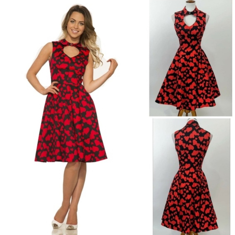 H&R London Red Sweetheart Cutout Dress